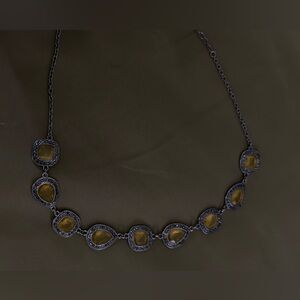 Yellow Gemstone Halo Necklace - Women Jewelry